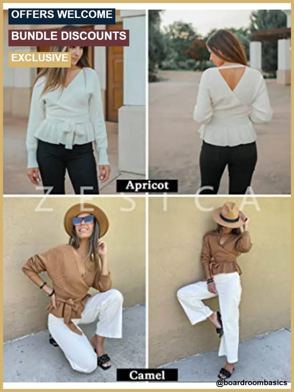 Women's Wrap V Neck Ruffle Hem Batwing Sleeve Knit Sweater with Belt